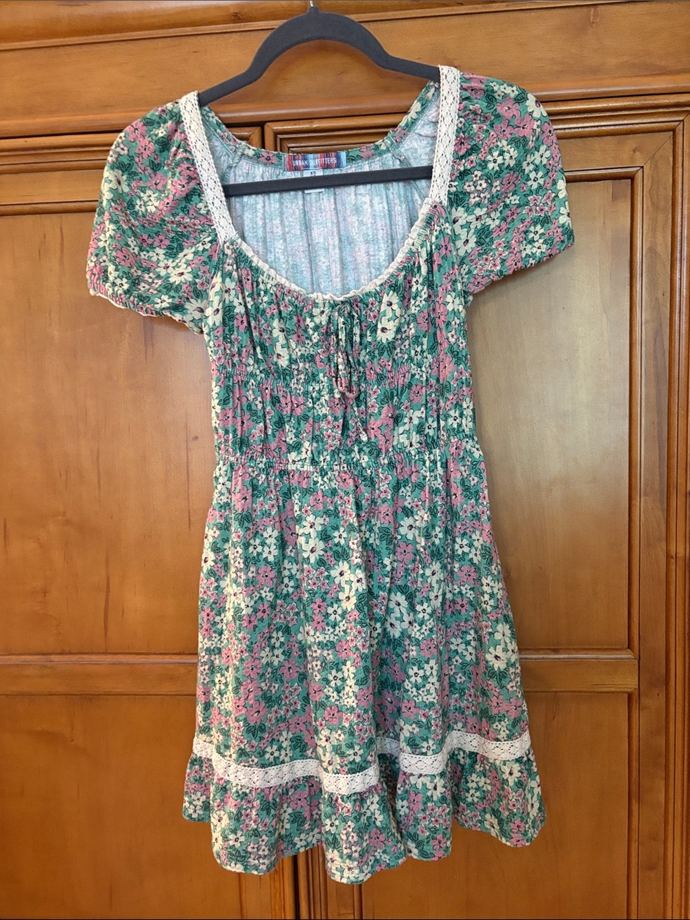 Urban Outfitters Pastel Green & Pink Floral Trim Top